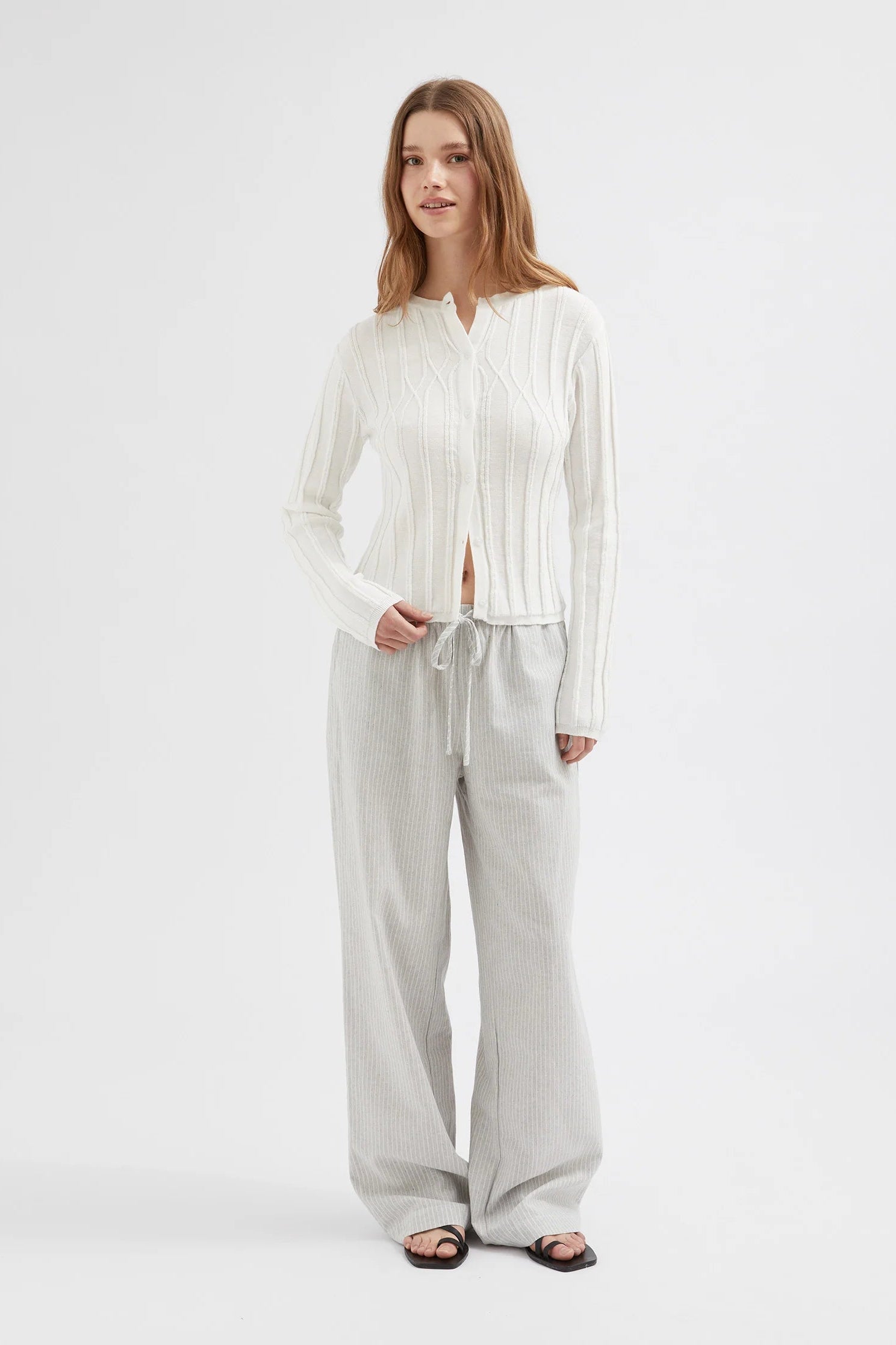 Buttoned Knit Cardigan - White