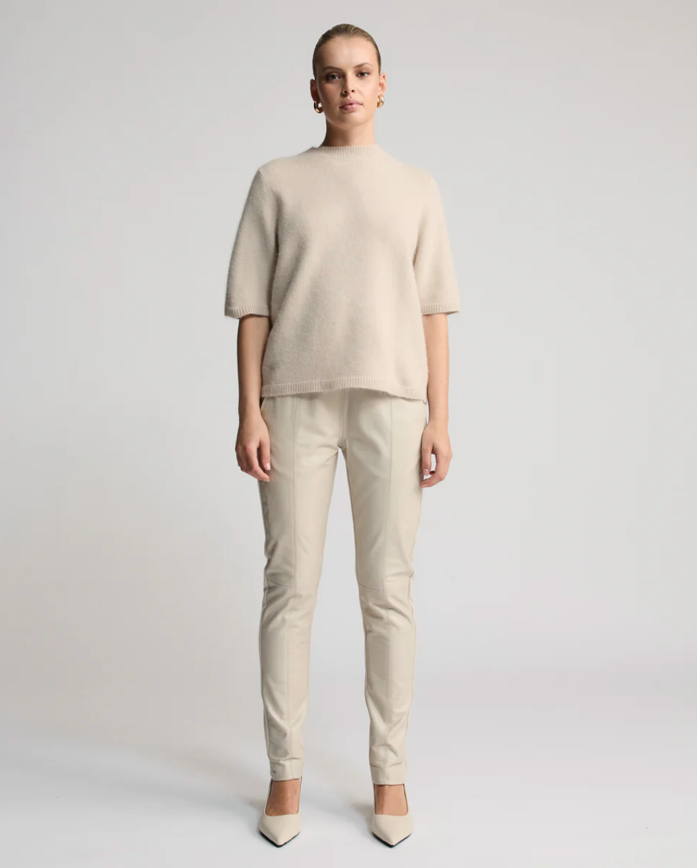 Chloe Short Sleeve Crewneck - Putty