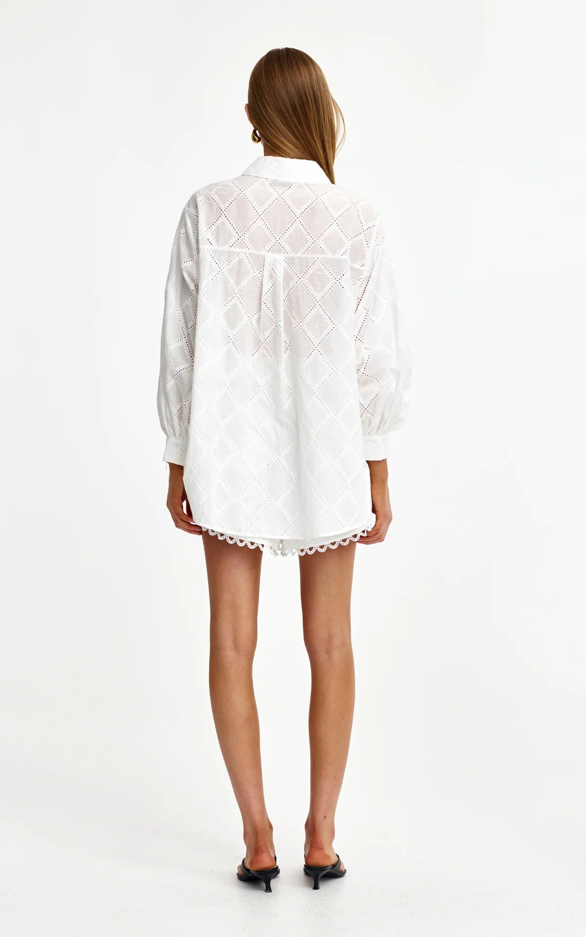 Laurel Diamond Lace Shirt- Ivory
