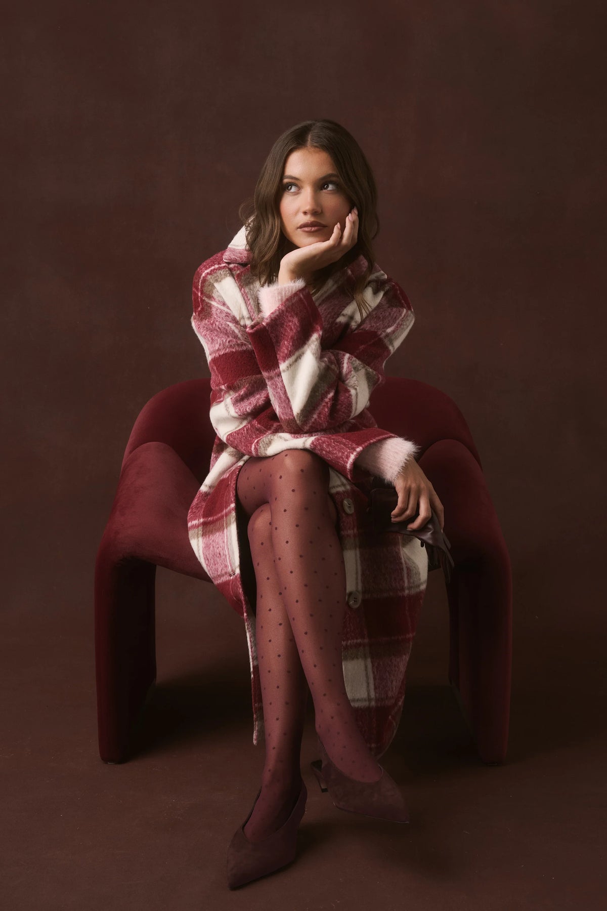 Greta Coat- Berry Check