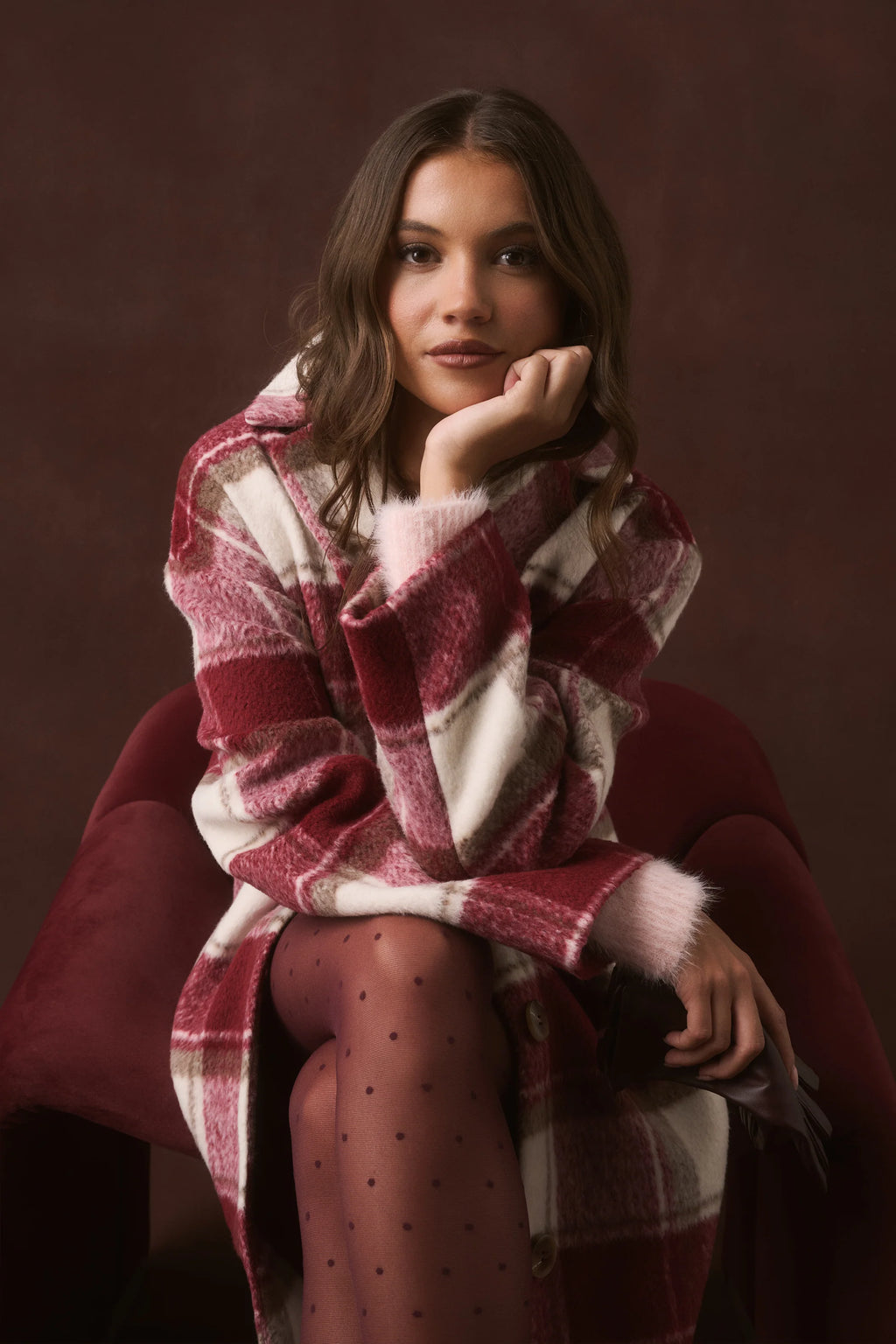 Greta Coat - Berry Check