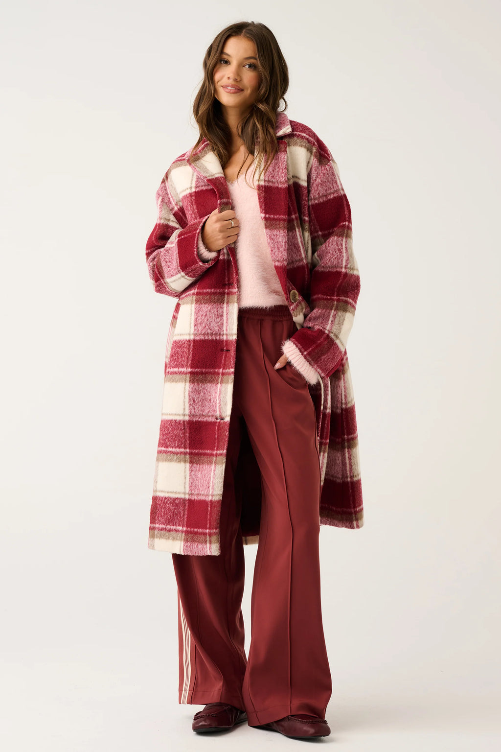 Greta Coat- Berry Check