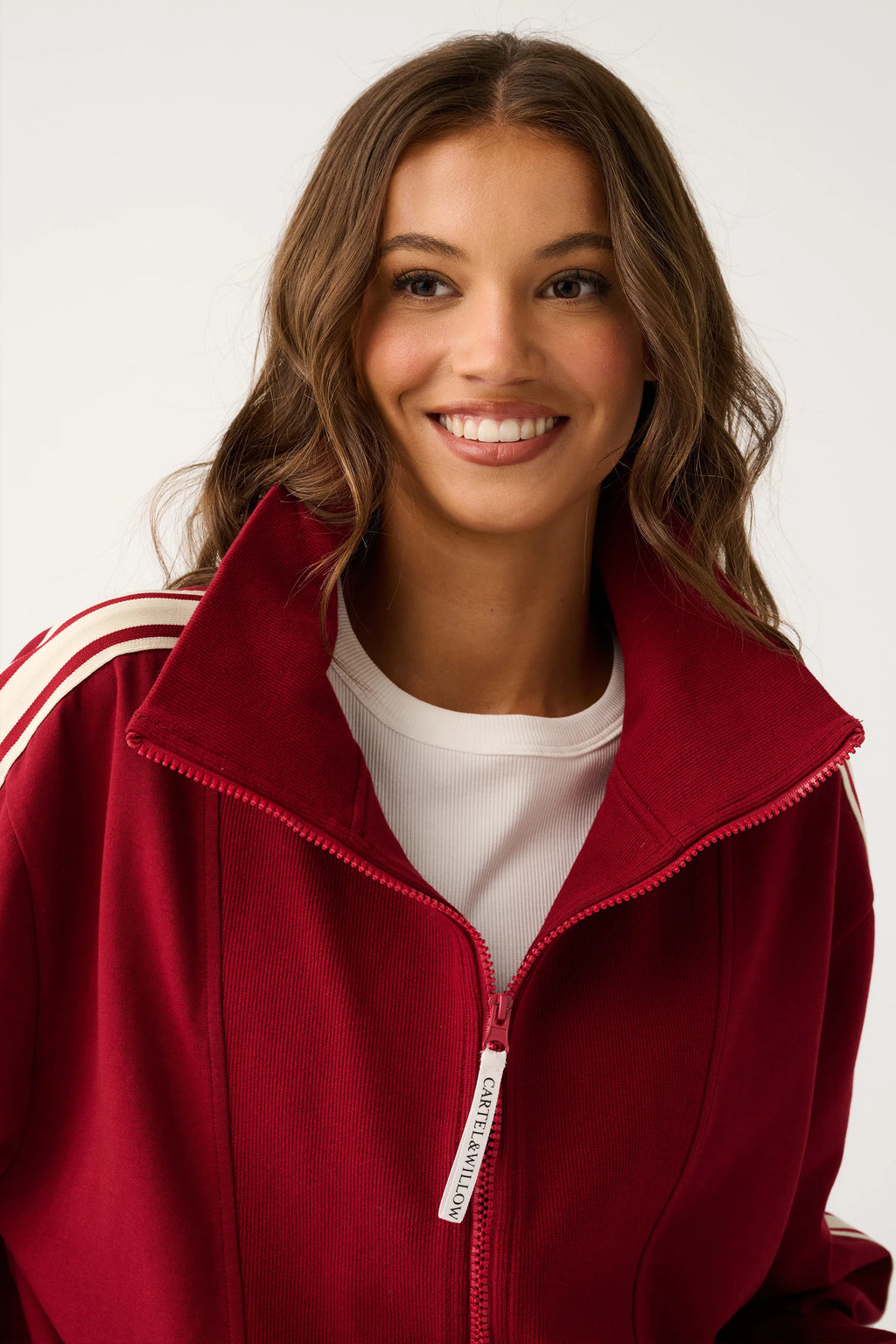 Corey Zip Through Sweater - Mulberry