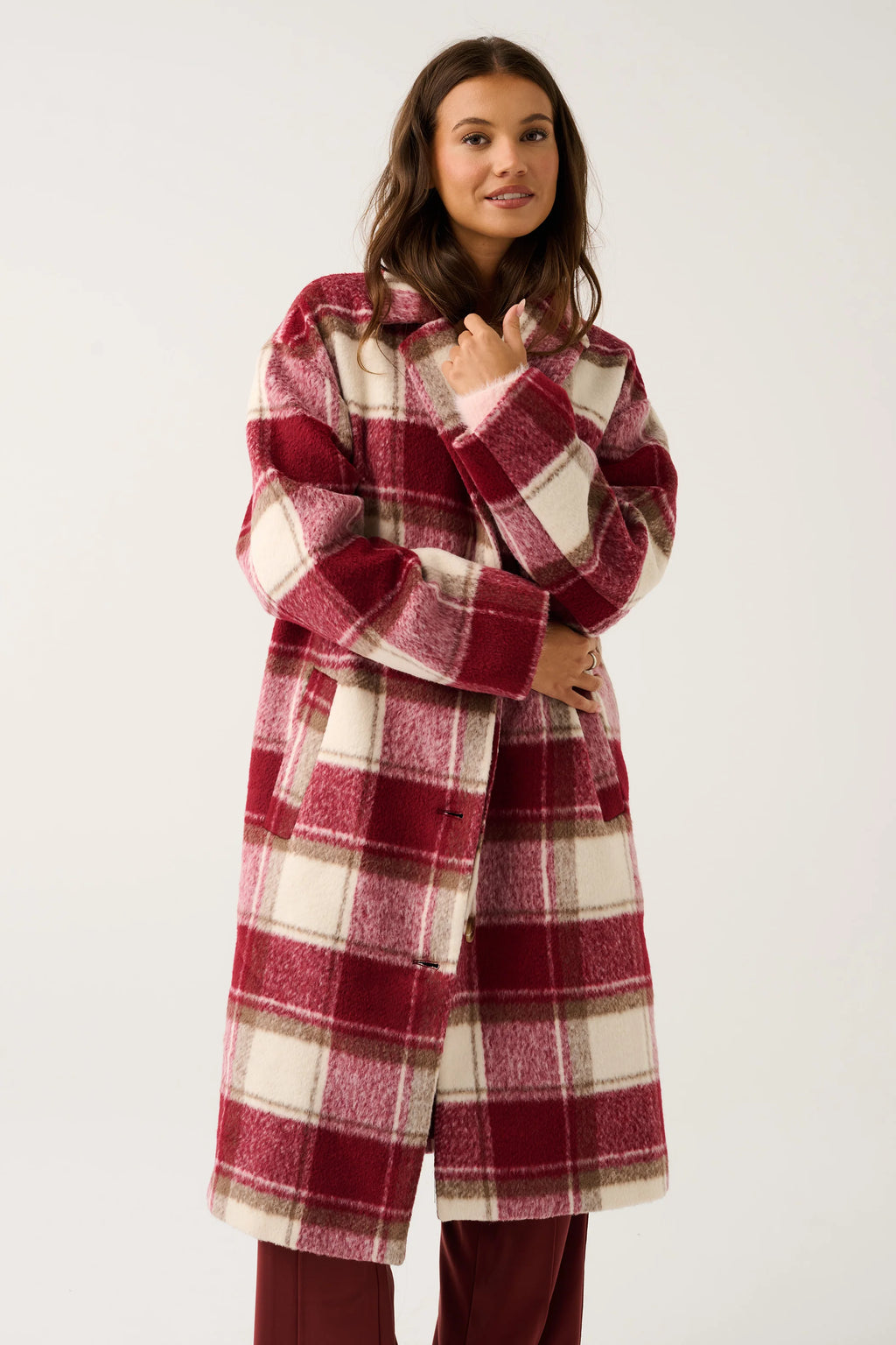 Greta Coat- Berry Check