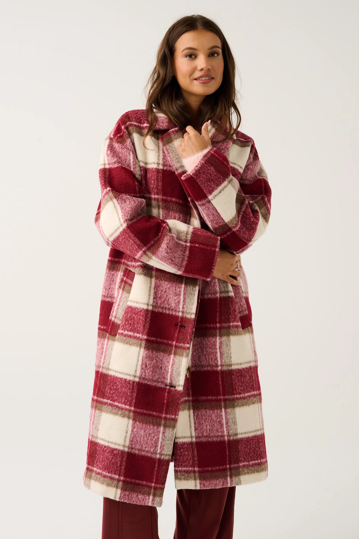Greta Coat- Berry Check