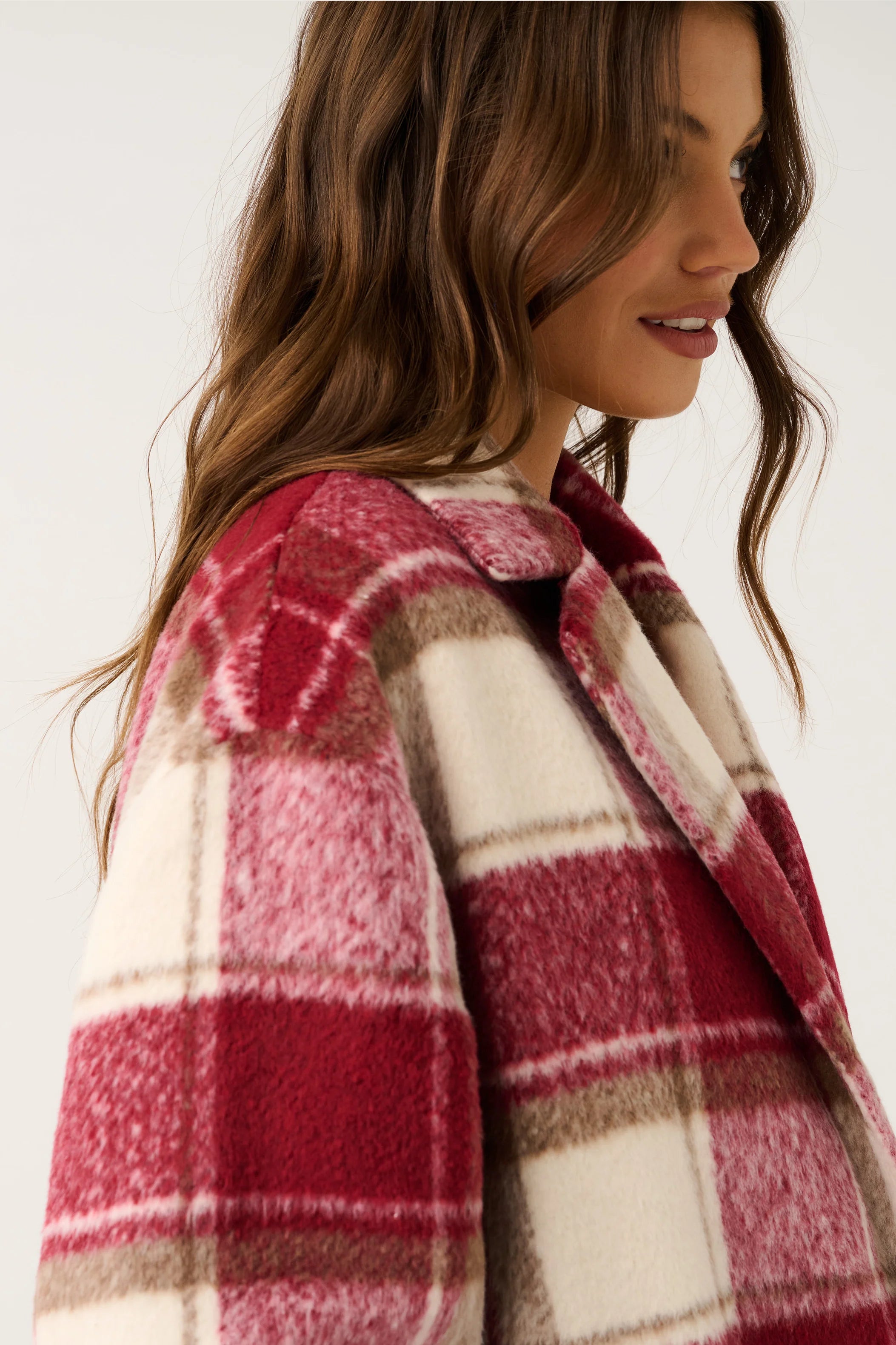 Greta Coat - Berry Check