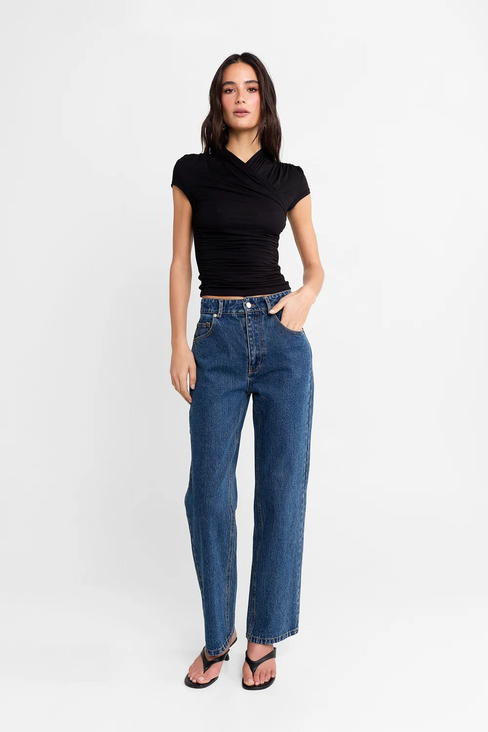 Adalia Cap Sleeve Top- Black