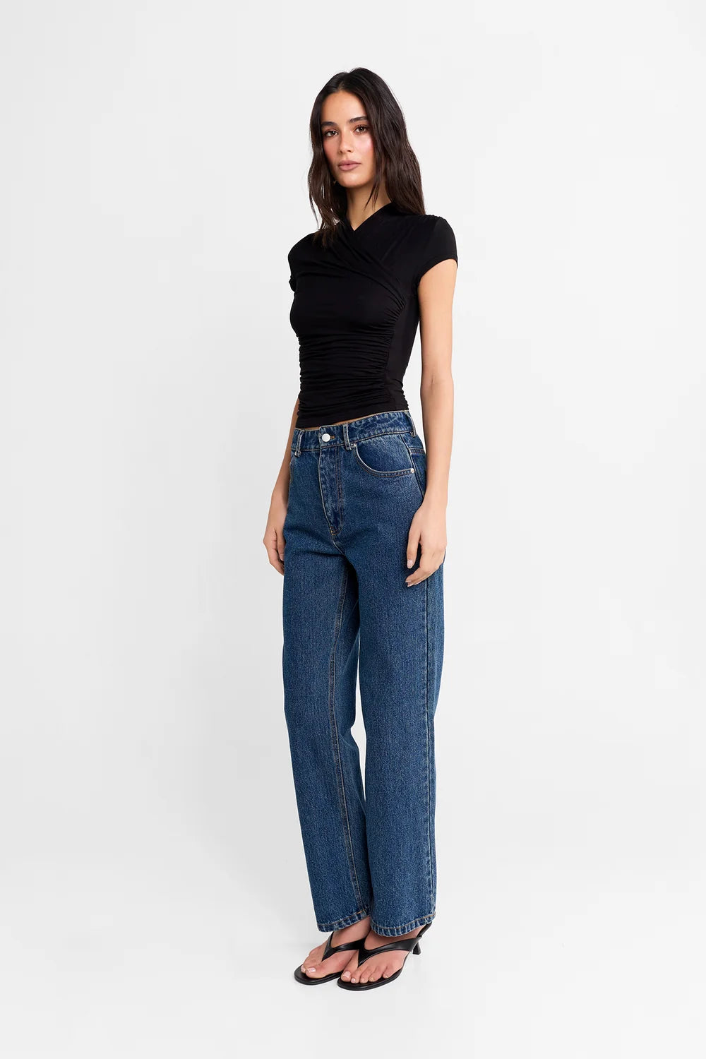 Adalia Cap Sleeve Top- Black