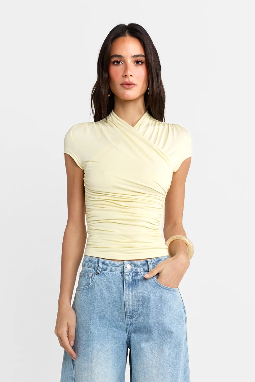 Adalia Cap Sleeve Top- Butter