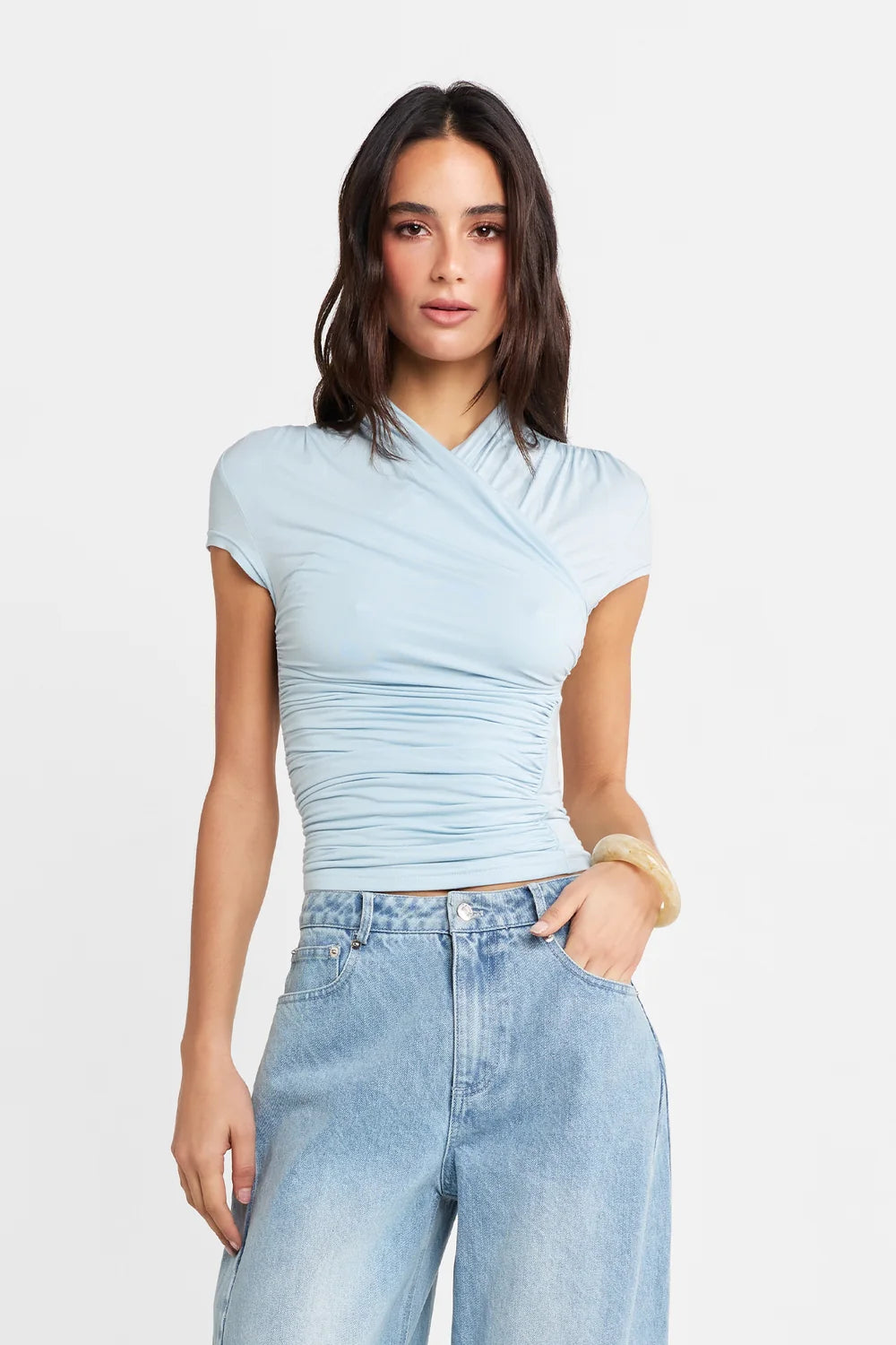 Adalia Top Cap Sleeve- Powder Blue