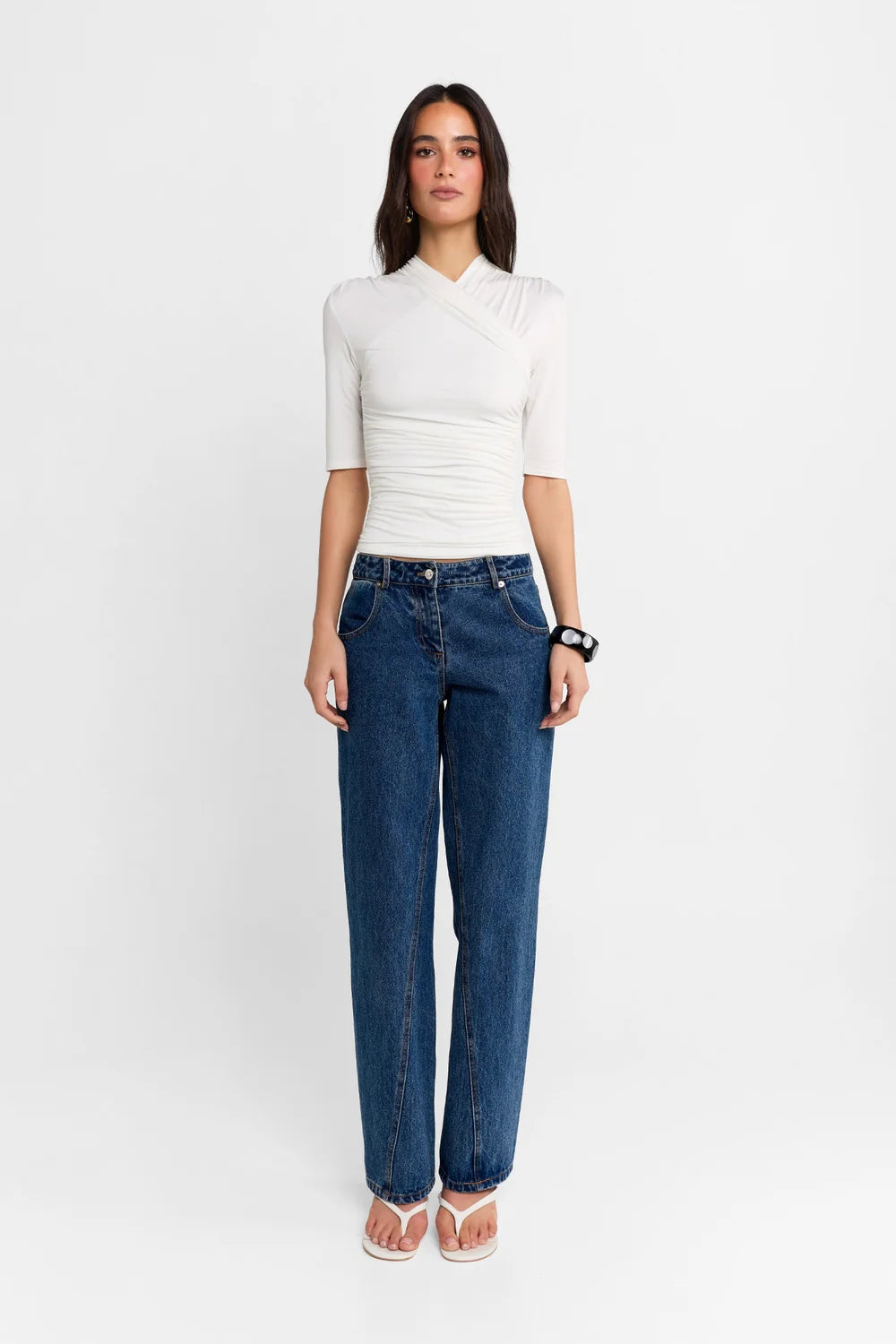 Adalia Half Sleeve Top- Cloud