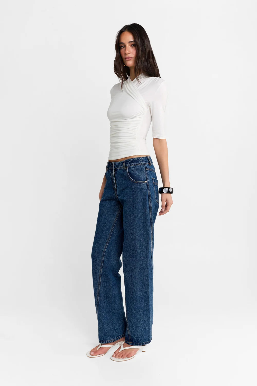 Adalia Half Sleeve Top- Cloud