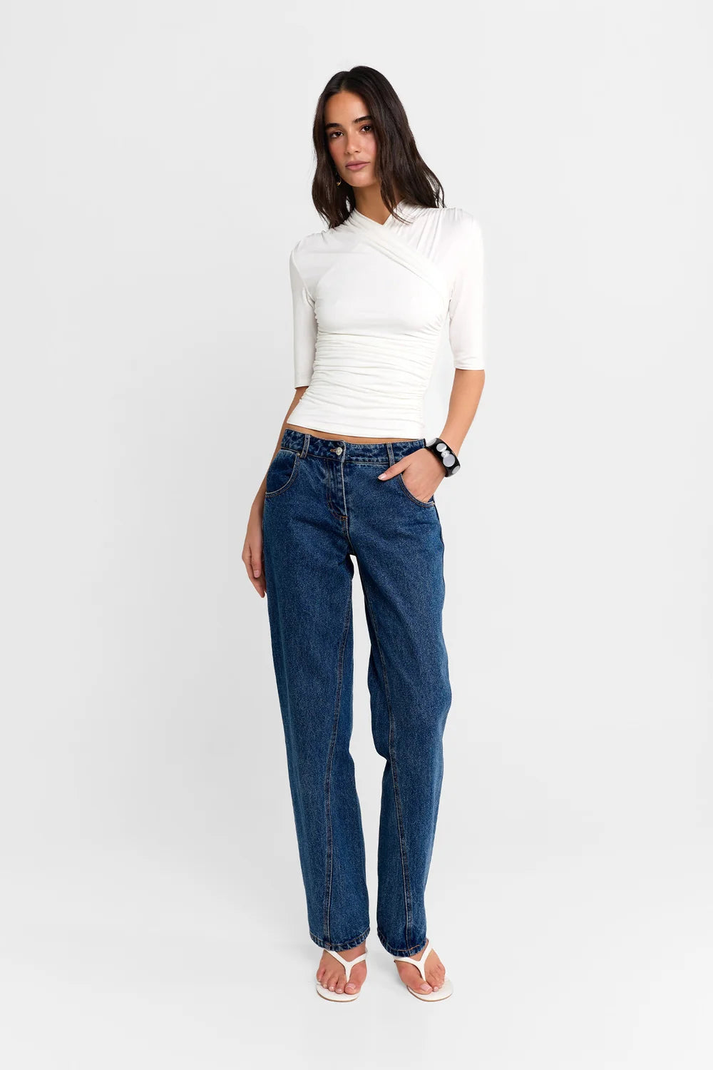 Adalia Half Sleeve Top- Cloud