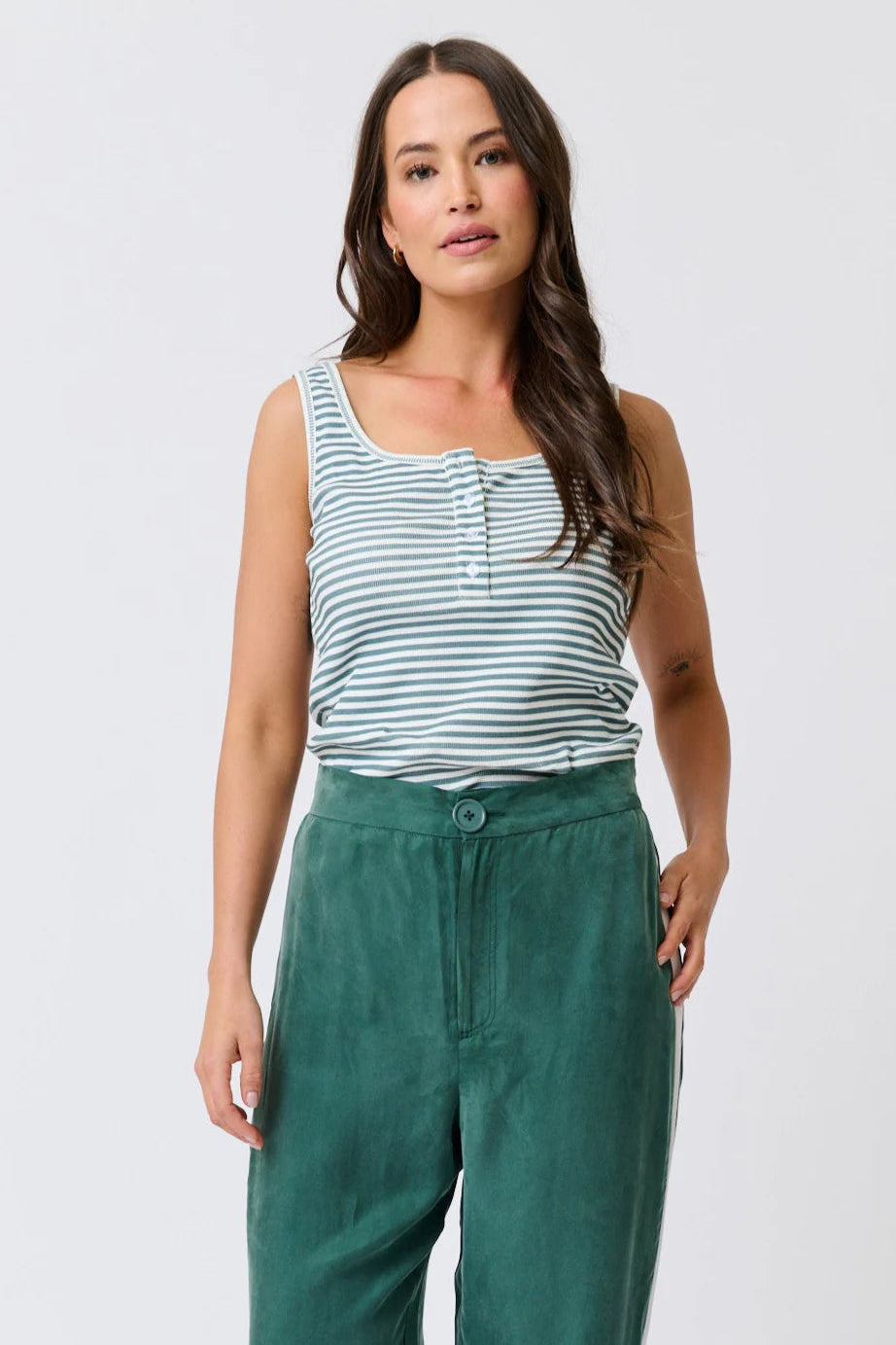 Calista Tank - Jade Stripe