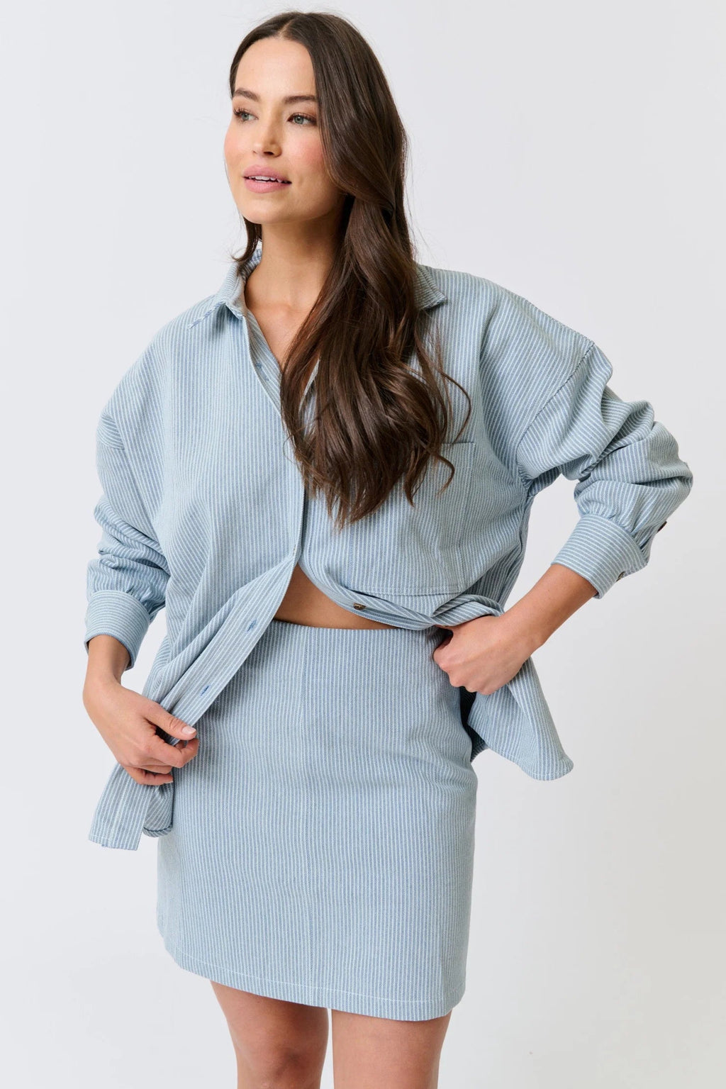 Zyla Mini Skirt - Stripe Denim