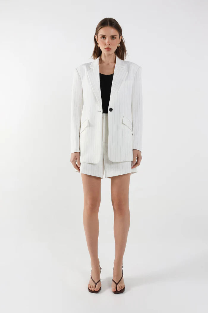Collins Blazer - White Pinstripe