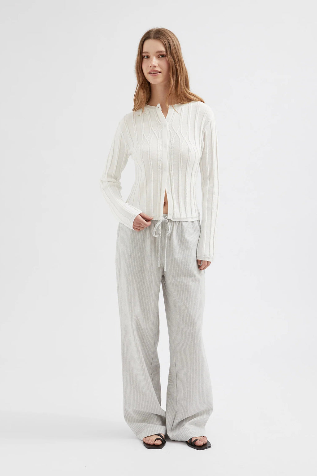 Buttoned Knit Cardigan - White
