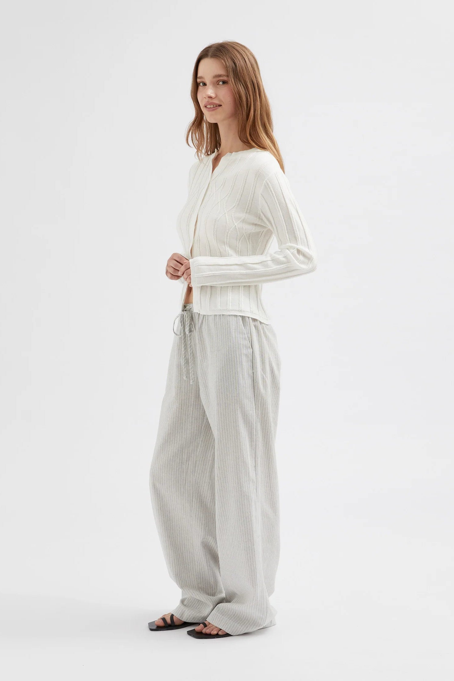 Buttoned Knit Cardigan - White