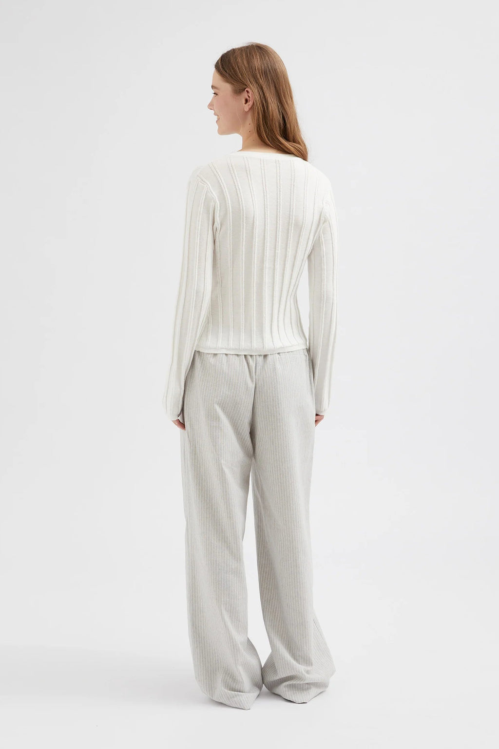 Buttoned Knit Cardigan - White