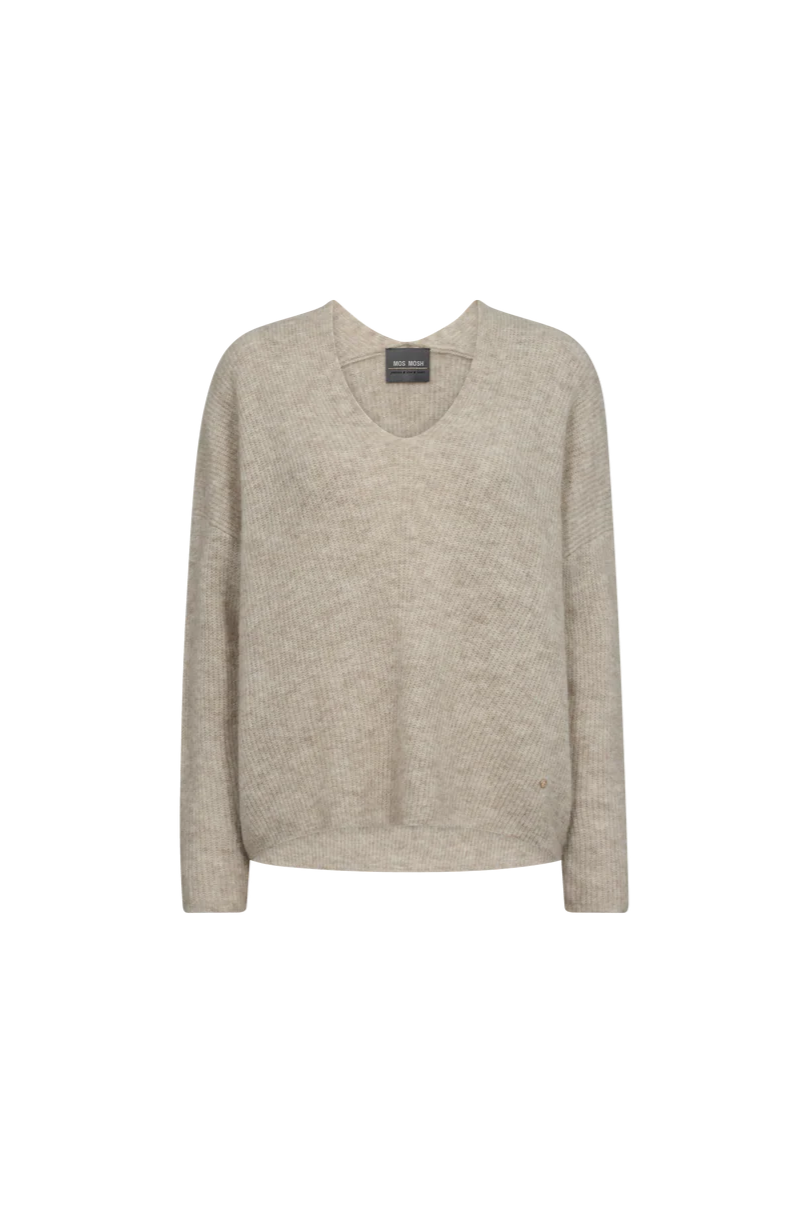 Thora V Neck Knit - Feather Grey