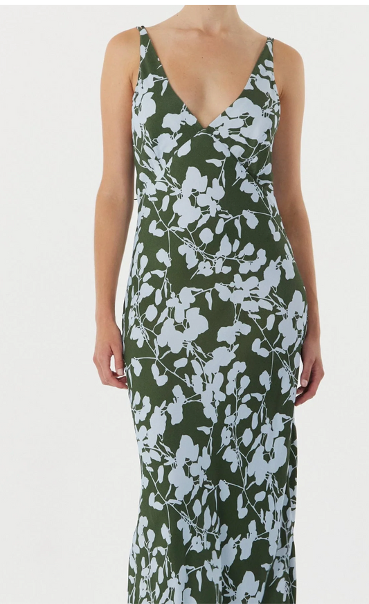 Modern Muse Bias Midi Dress- Olive shadow