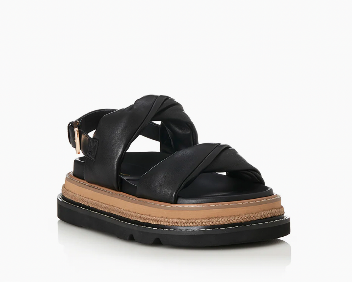 Vee Sandal- Black Leather