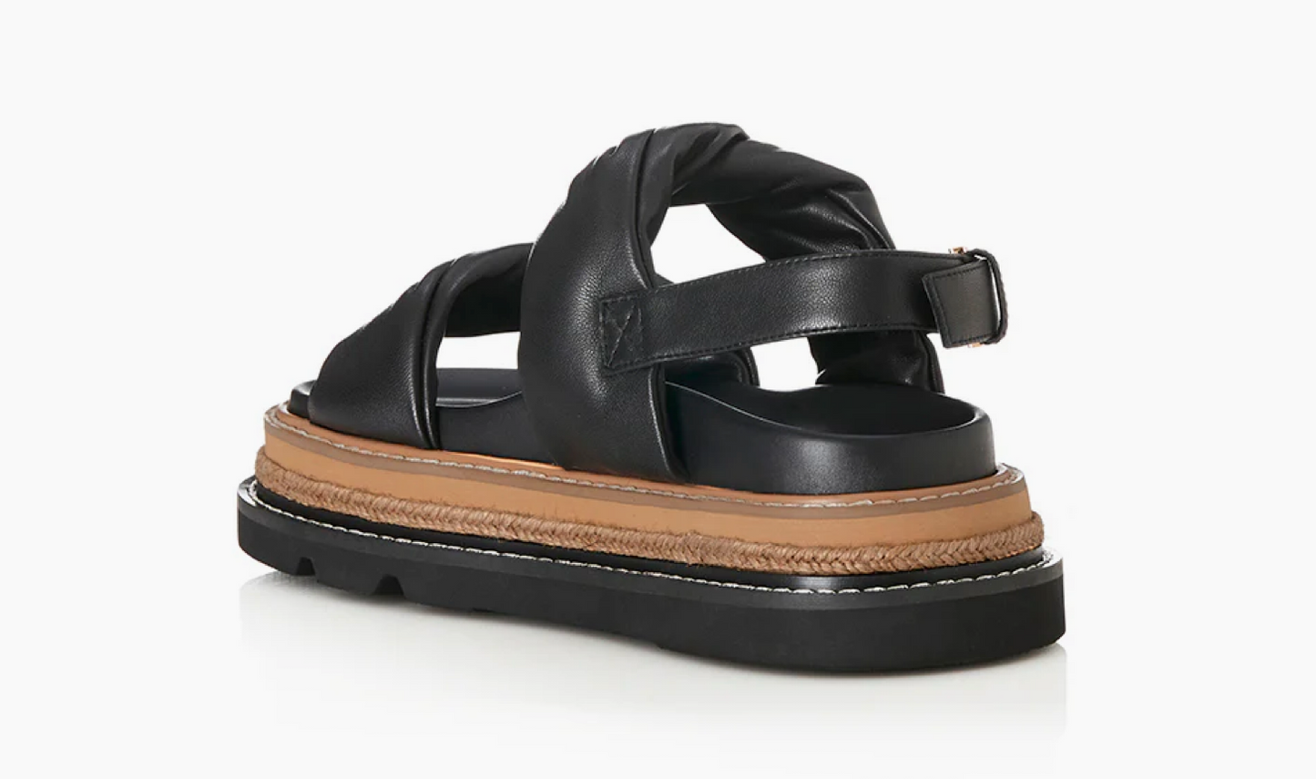 Vee Sandal- Black Leather