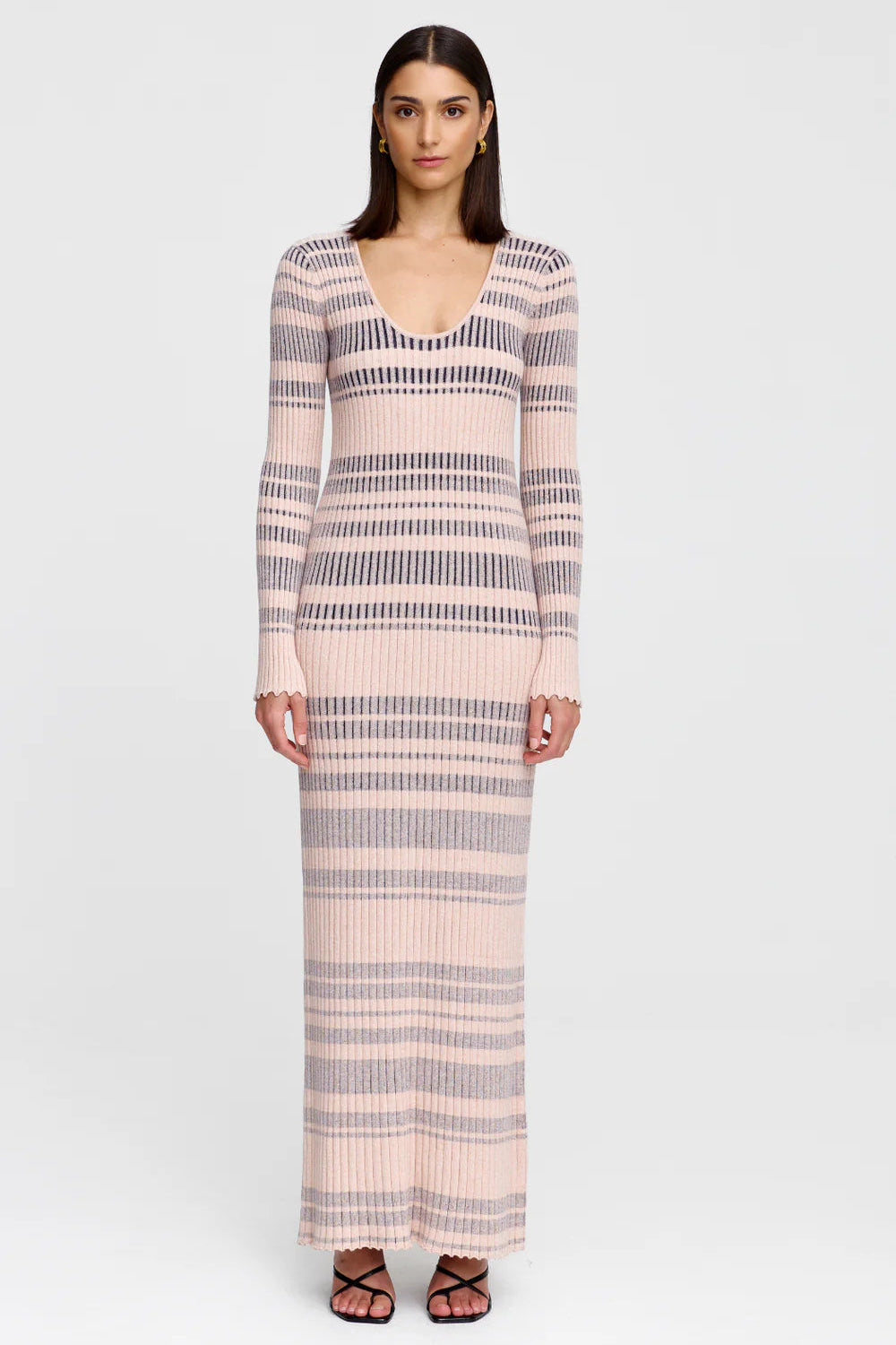 Celeste Knit Dress- Stone+Navy Strip
