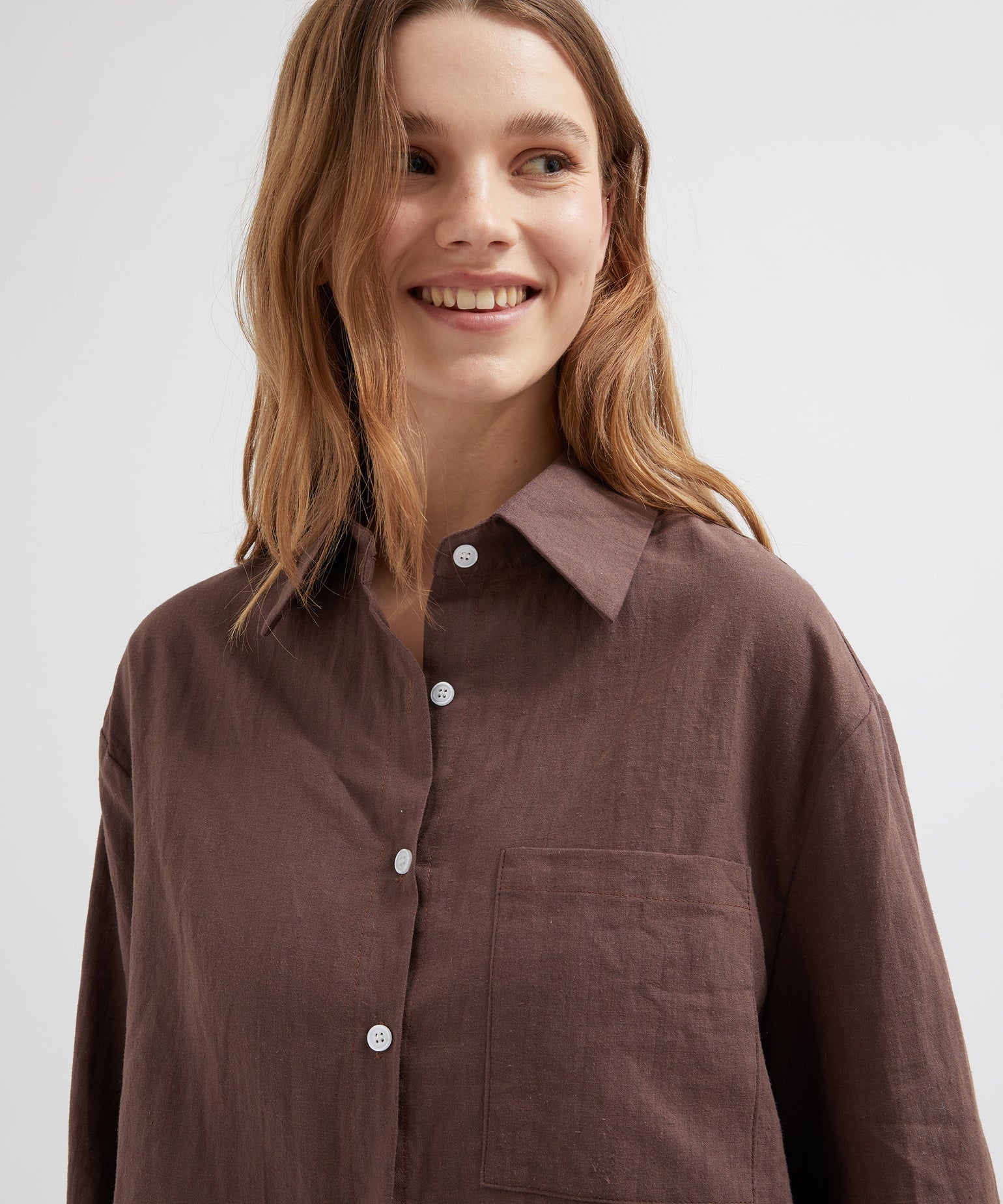 Classic Ramie Cotton Shirt - Chocolate