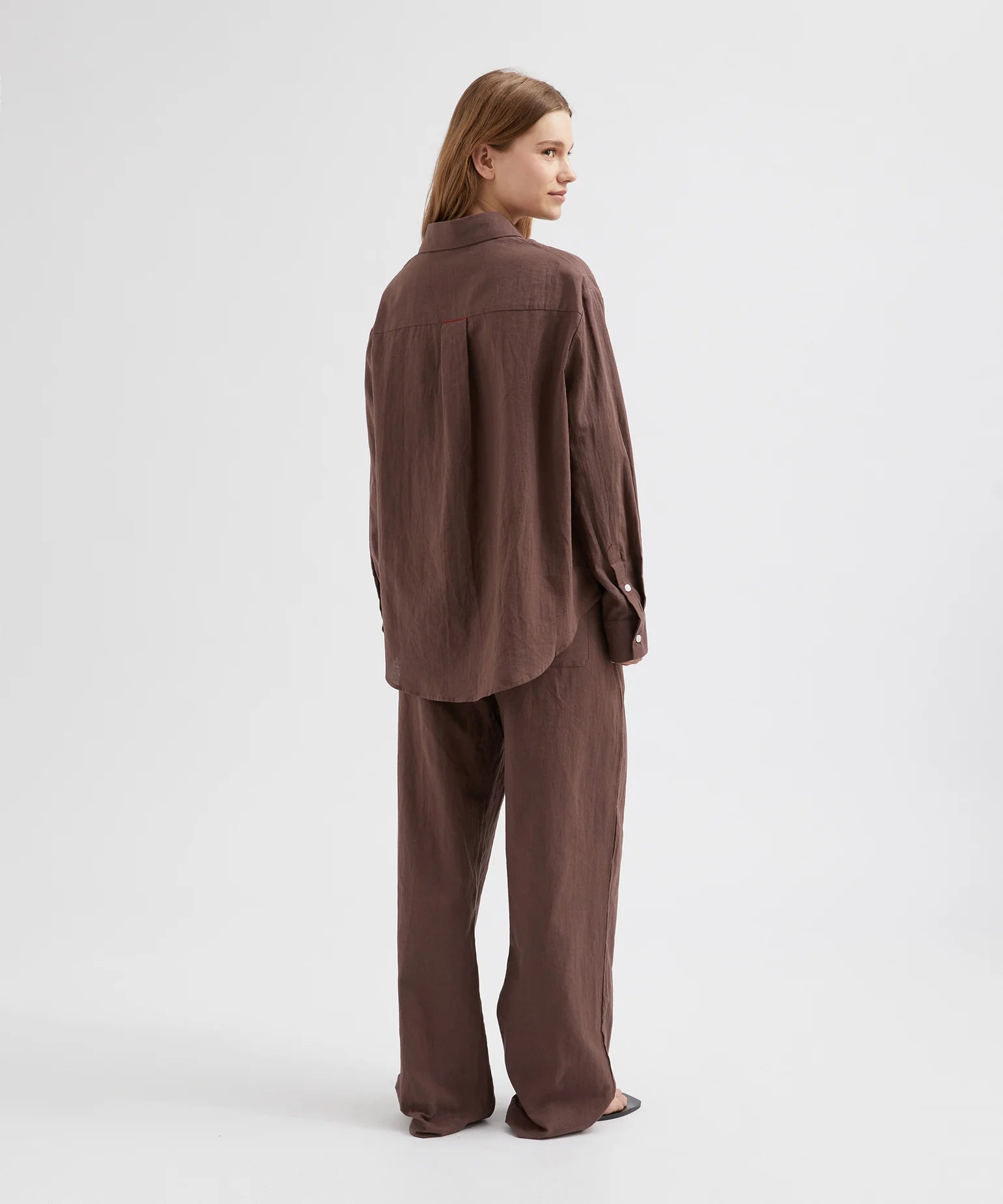 Classic Ramie Cotton Shirt - Chocolate