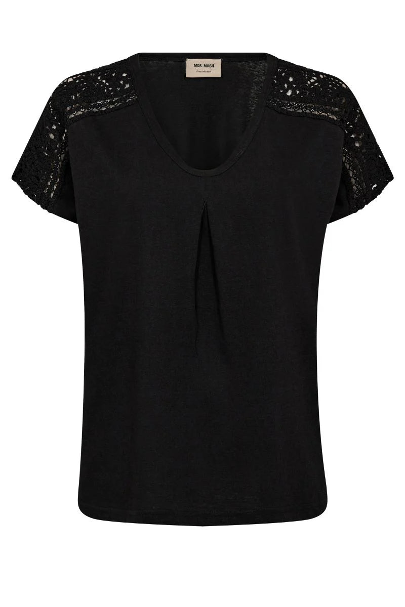 Dayo V Neck Tee - Black
