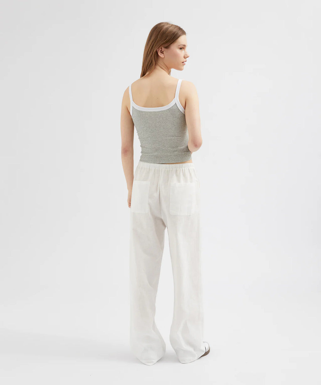 Relaxed Tie Pant - White