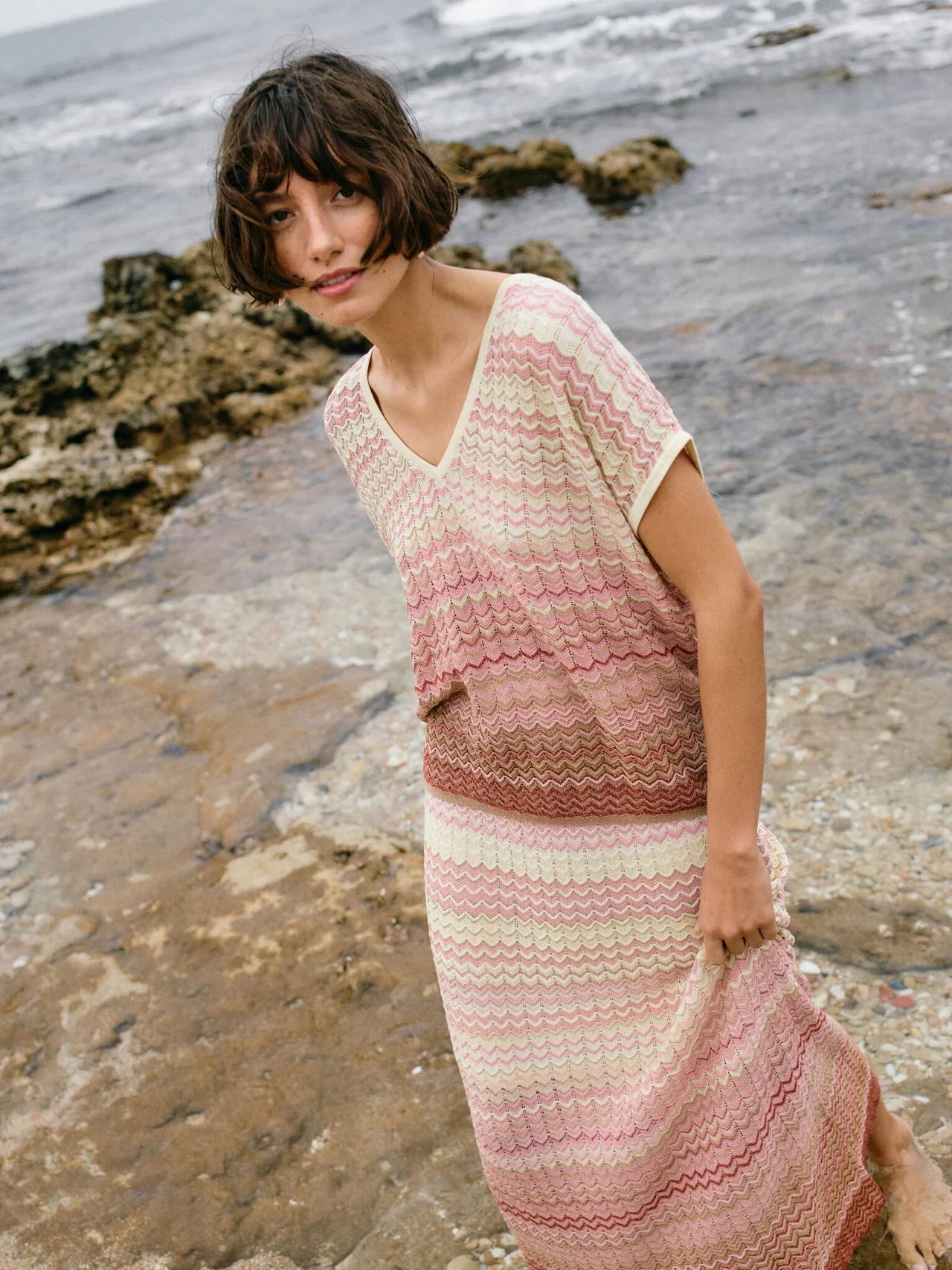 Shani Zig Zag V Neck