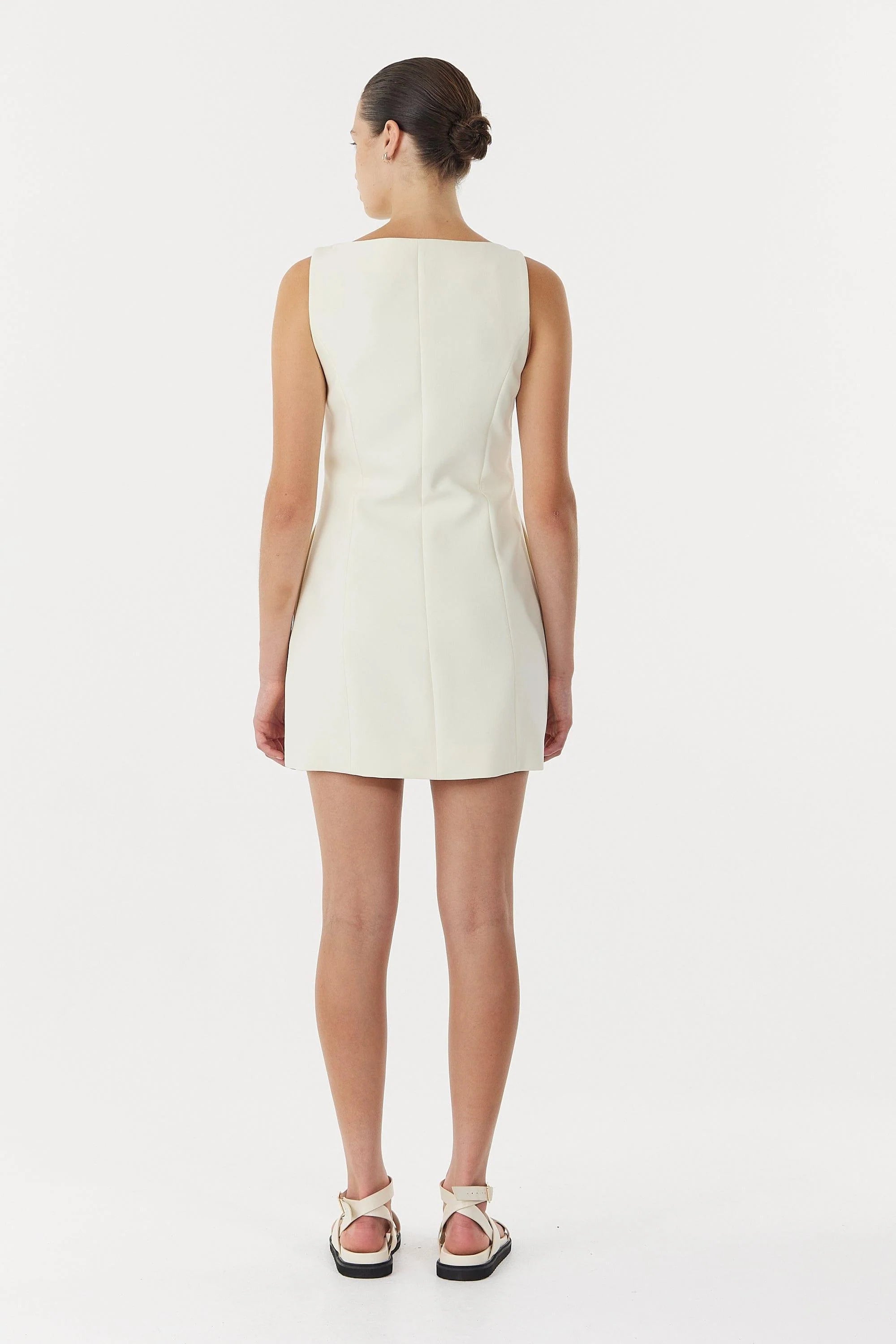 Skyline Tailored Mini Dress - Warm White